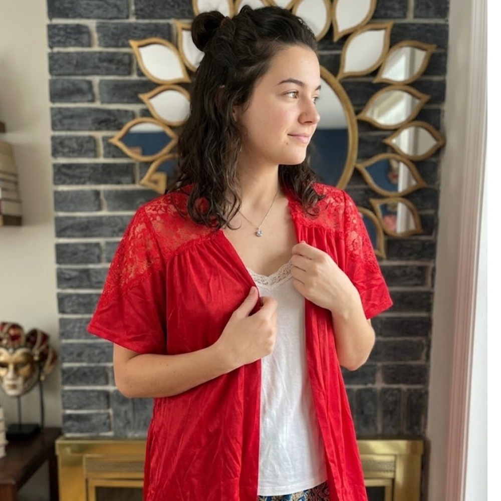 Red Lace Kimono Robe